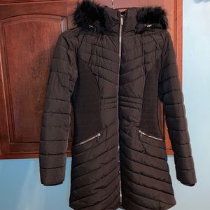 Like new DKNY black knee length jacket!!